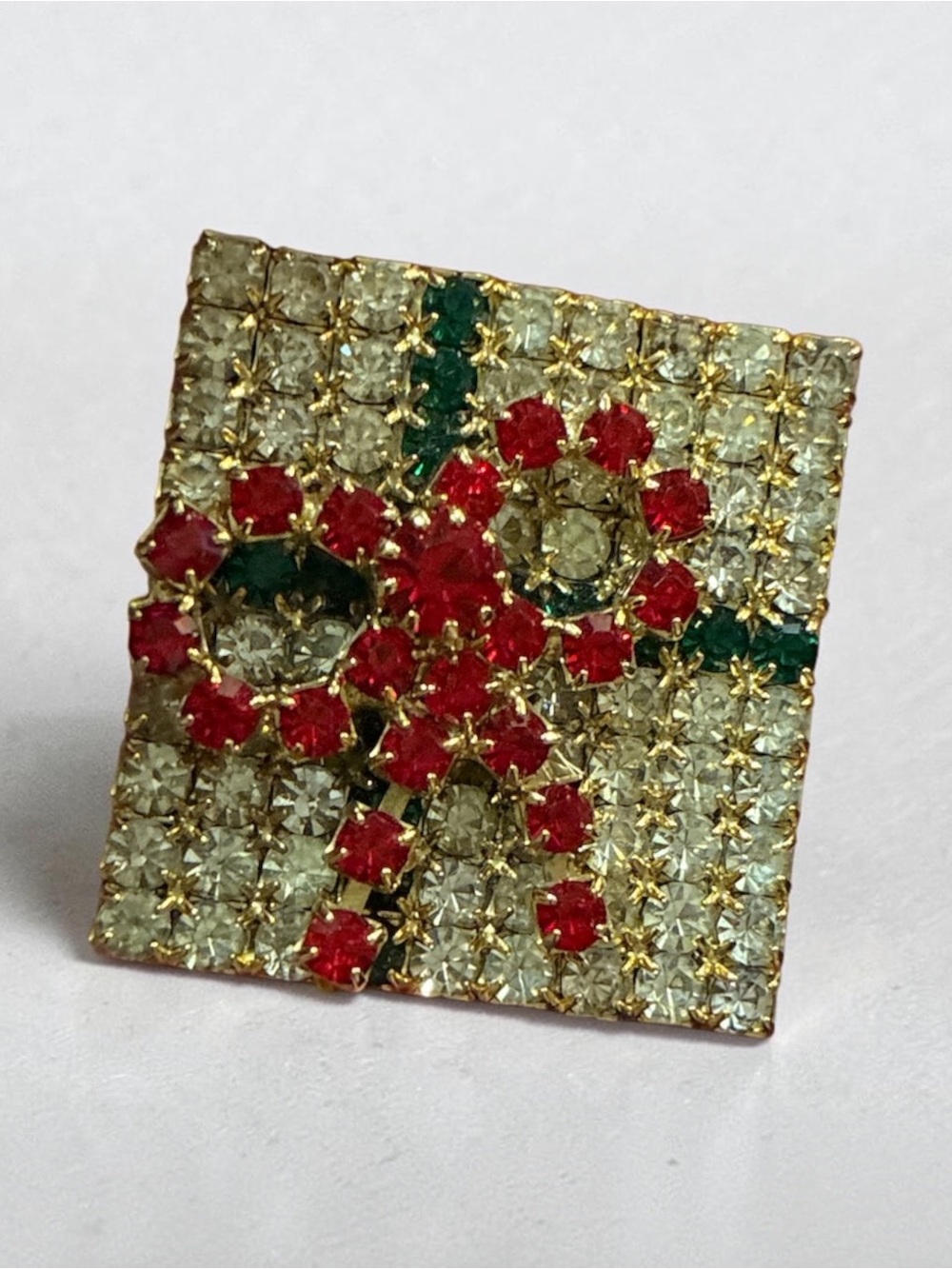 Silver-Tone Christmas Present Brooch